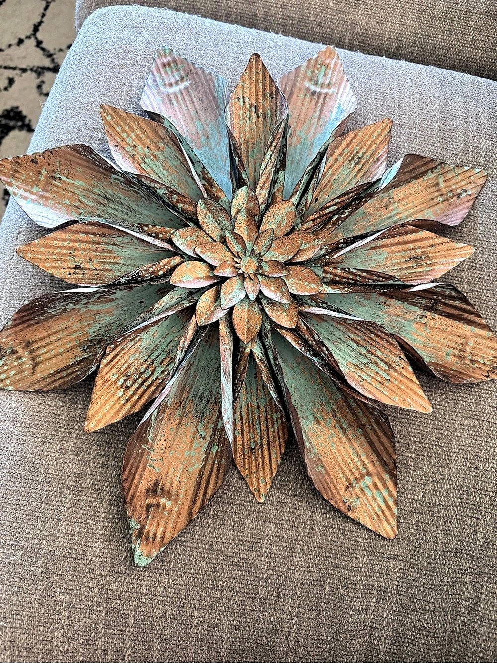 Metal Flower Wall Decor in Brown & Green